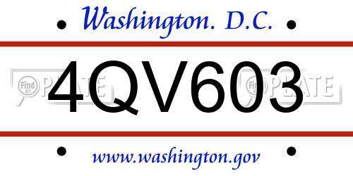 4QV603 District Of Columbia License Plate