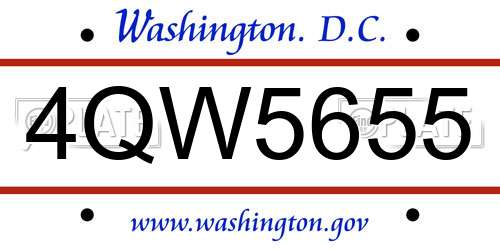 4QW5655 District Of Columbia License Plate