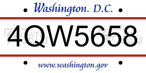 4QW5658 District Of Columbia License Plate