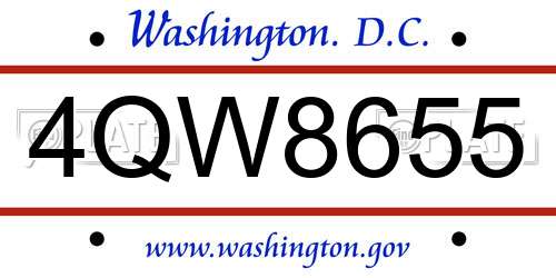 4QW8655 District Of Columbia License Plate