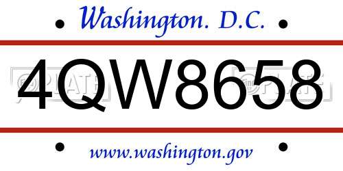 4QW8658 District Of Columbia License Plate