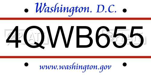 4QWB655 District Of Columbia License Plate