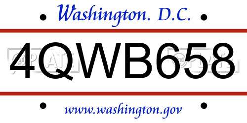 4QWB658 District Of Columbia License Plate