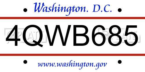 4QWB685 District Of Columbia License Plate