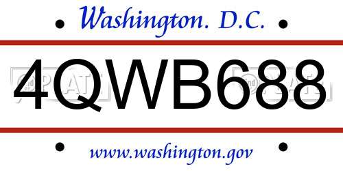 4QWB688 District Of Columbia License Plate