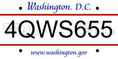 4QWS655 District Of Columbia License Plate