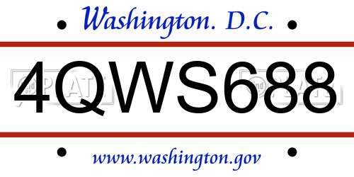 4QWS688 District Of Columbia License Plate