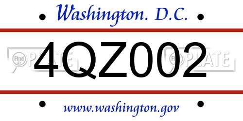 4QZ002 District Of Columbia License Plate