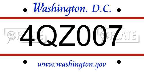 4QZ007 District Of Columbia License Plate