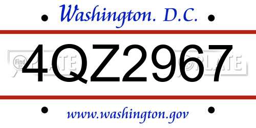 4QZ2967 District Of Columbia License Plate