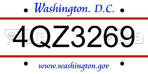 4QZ3269 District Of Columbia License Plate