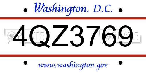 4QZ3769 District Of Columbia License Plate