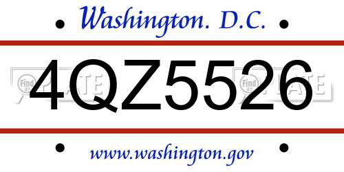 4QZ5526 District Of Columbia License Plate