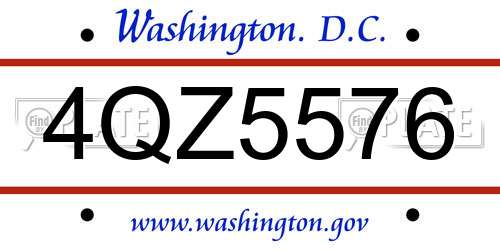 4QZ5576 District Of Columbia License Plate