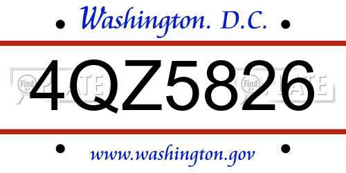 4QZ5826 District Of Columbia License Plate