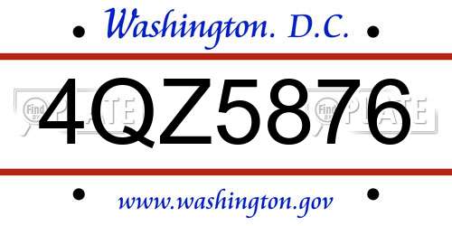 4QZ5876 District Of Columbia License Plate