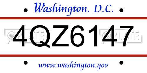 4QZ6147 District Of Columbia License Plate
