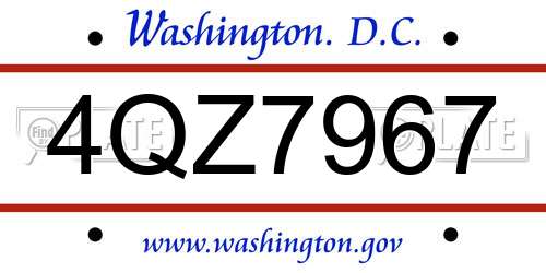 4QZ7967 District Of Columbia License Plate