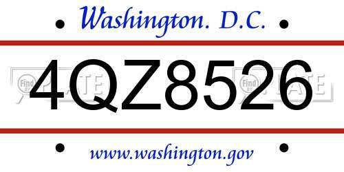 4QZ8526 District Of Columbia License Plate