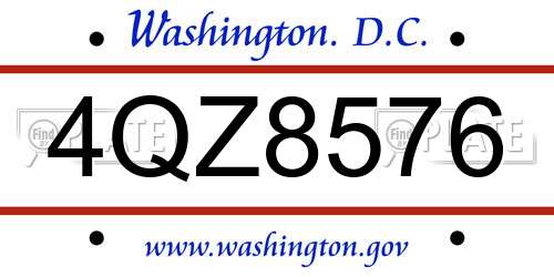 4QZ8576 District Of Columbia License Plate
