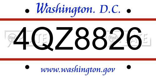 4QZ8826 District Of Columbia License Plate