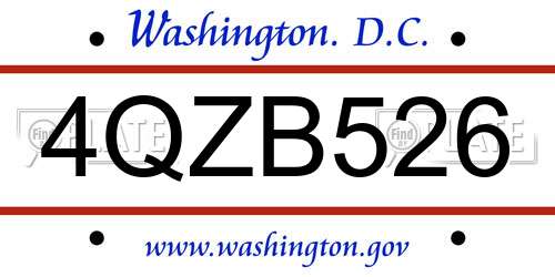 4QZB526 District Of Columbia License Plate