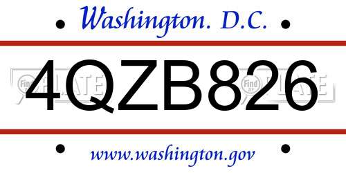 4QZB826 District Of Columbia License Plate