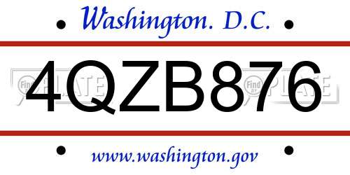 4QZB876 District Of Columbia License Plate