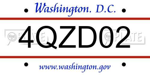 4QZD02 District Of Columbia License Plate