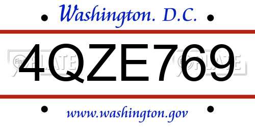 4QZE769 District Of Columbia License Plate