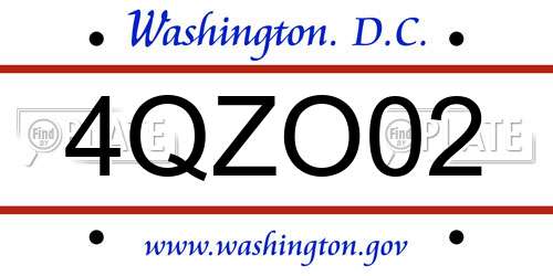 4QZO02 District Of Columbia License Plate