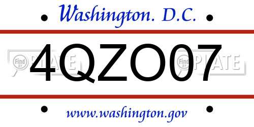 4QZO07 District Of Columbia License Plate