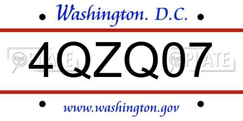 4QZQ07 District Of Columbia License Plate