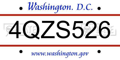 4QZS526 District Of Columbia License Plate