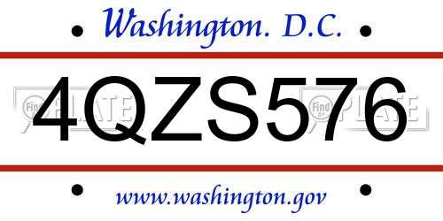 4QZS576 District Of Columbia License Plate