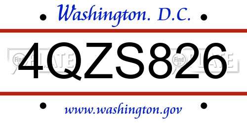 4QZS826 District Of Columbia License Plate