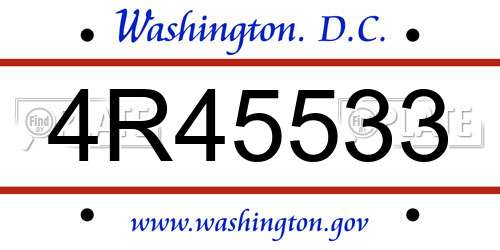 4R45533 District Of Columbia License Plate