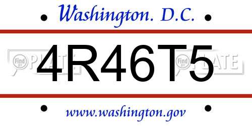 4R46T5 District Of Columbia License Plate
