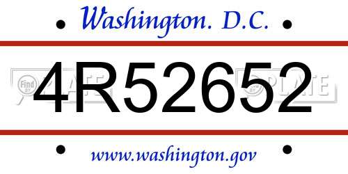 4R52652 District Of Columbia License Plate