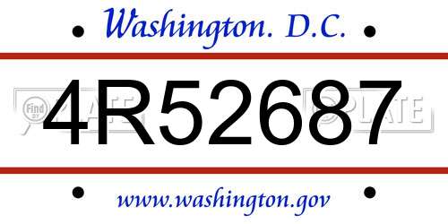 4R52687 District Of Columbia License Plate