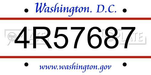 4R57687 District Of Columbia License Plate