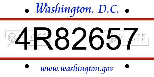 4R82657 District Of Columbia License Plate
