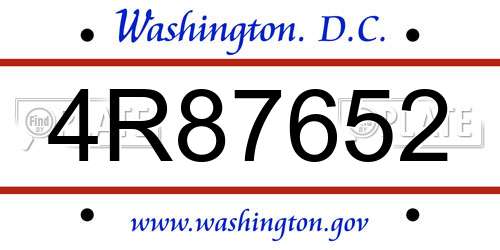 4R87652 District Of Columbia License Plate