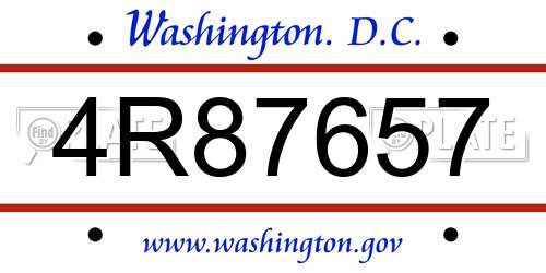 4R87657 District Of Columbia License Plate
