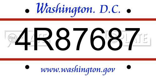 4R87687 District Of Columbia License Plate