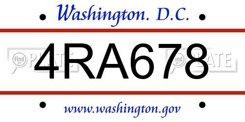 4RA678 District Of Columbia License Plate