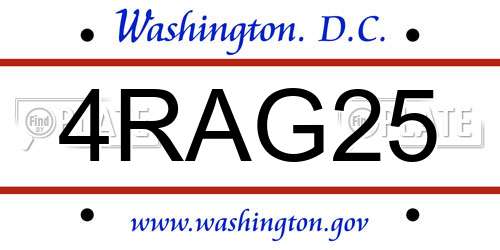 4RAG25 District Of Columbia License Plate