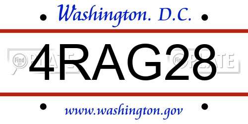 4RAG28 District Of Columbia License Plate