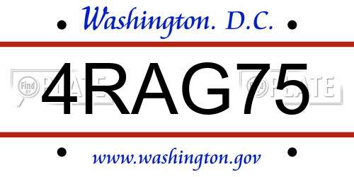 4RAG75 District Of Columbia License Plate