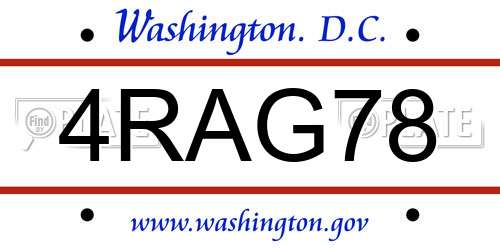 4RAG78 District Of Columbia License Plate